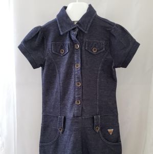 Short-Sleeve Knit Denim Dress